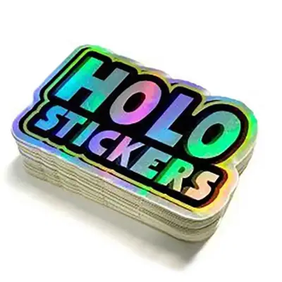 Custom holographic stickers with rainbow foil effect